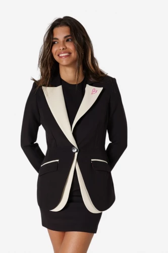 blazer negra con solapa contraste off white93546 nobg