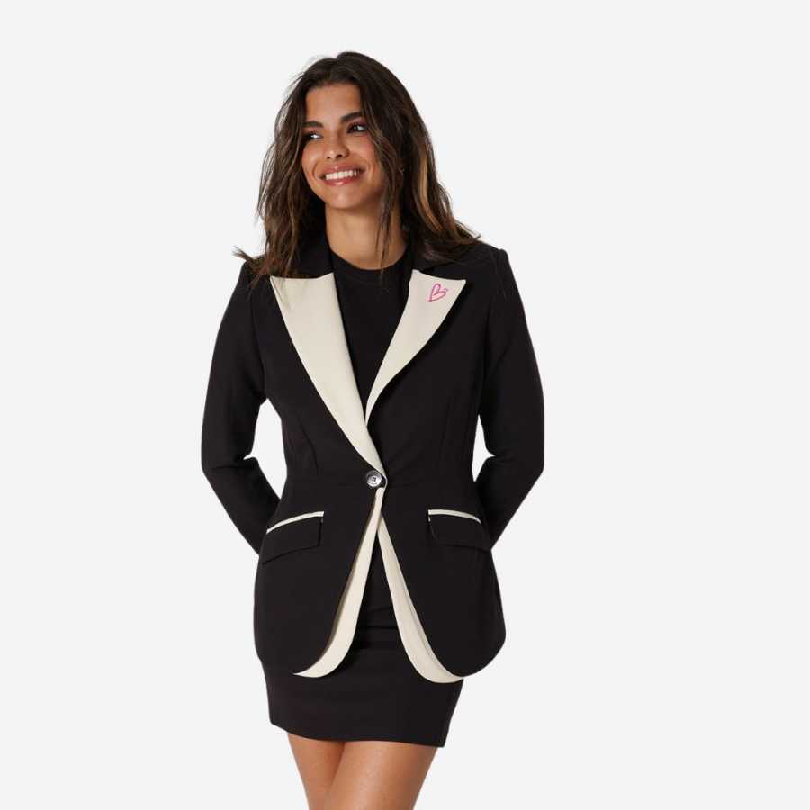 blazer negra con solapa contraste off white93546 nobg